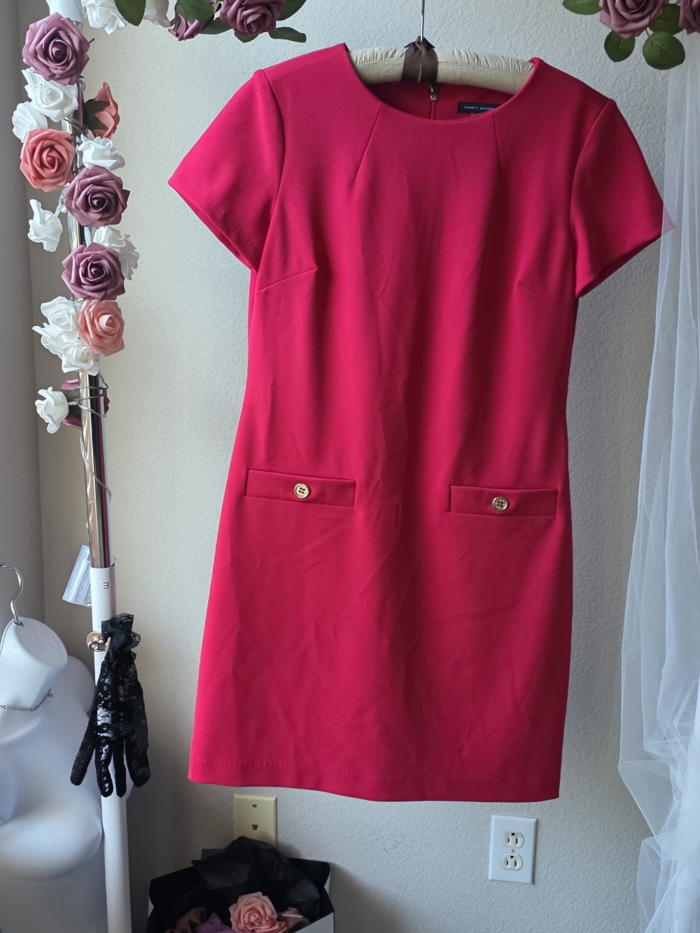 Tommy Hilfiger Fuchsia Short-Sleeve Shift Dress